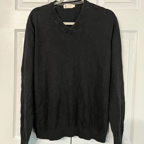 J Crew Lg V Neck Women Black Sweater, Cotton Cashmere Blend Preppy Goth Cozy - Picture 1 of 7